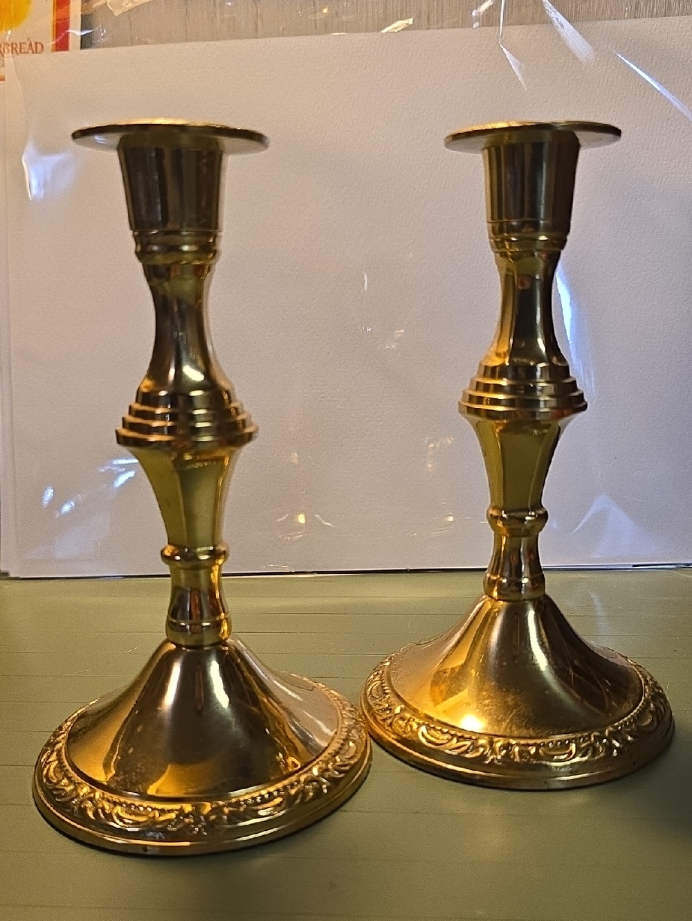 Brass Decorative Candlestick Pair - Made In India 6.5"